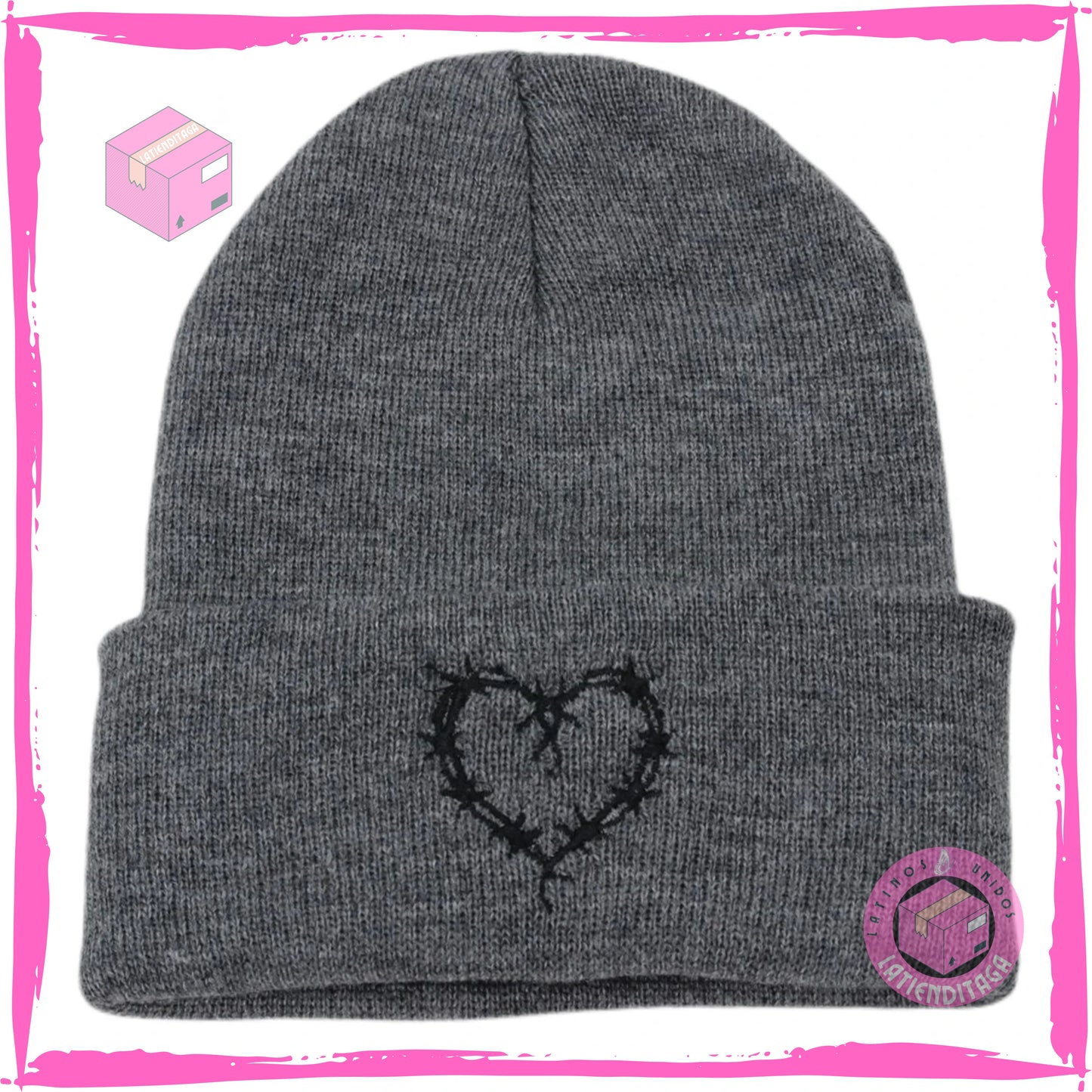 LATIENDITAGA - Karol G Heart Knitted Hat for Men and Women - Winter Ski Cap