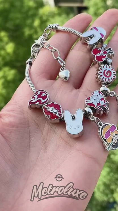 LATIENDITAGA - Bracelet à breloques en perles de strass B* Bunny pour femme, accessoire de mode, cadeau de chanteuse hip-hop - Unisexe