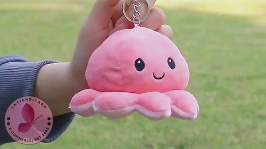 LATIENDITAGA - Random Color Octopus Keychain - Reversible Double-Sided Bicolor Cartoon Plush Doll
