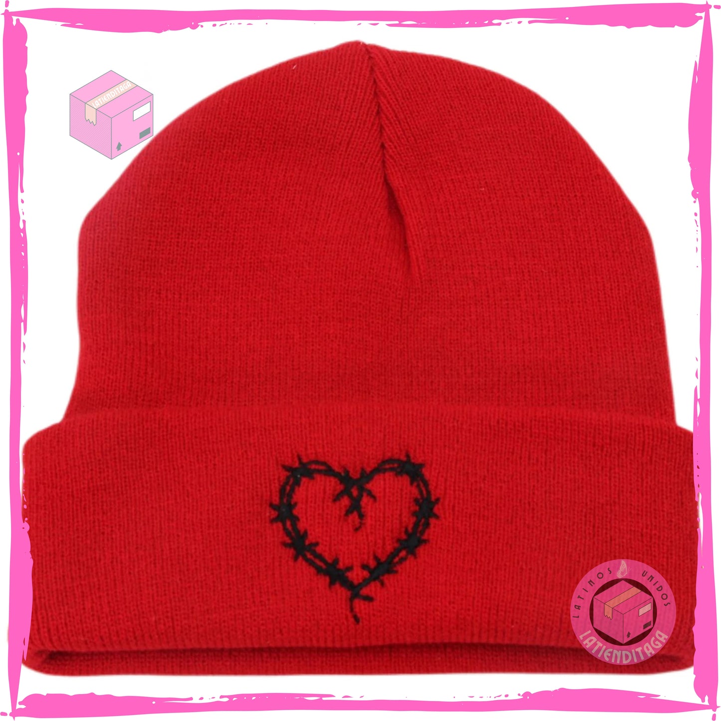 LATIENDITAGA - Karol G Heart Knitted Hat for Men and Women - Winter Ski Cap
