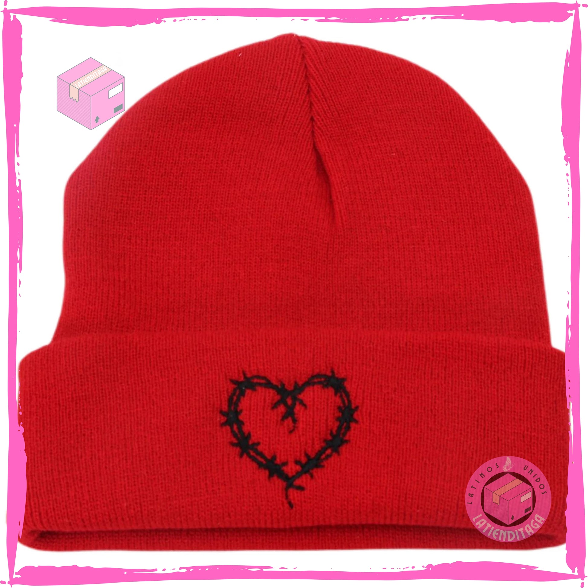 LATIENDITAGA - Gorro de punto con corazón de Karol G para hombre y mujer - Gorro de esquí de invierno